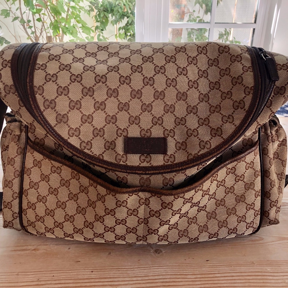 Gucci GG Supreme Canvas and Leather Diaper Bag